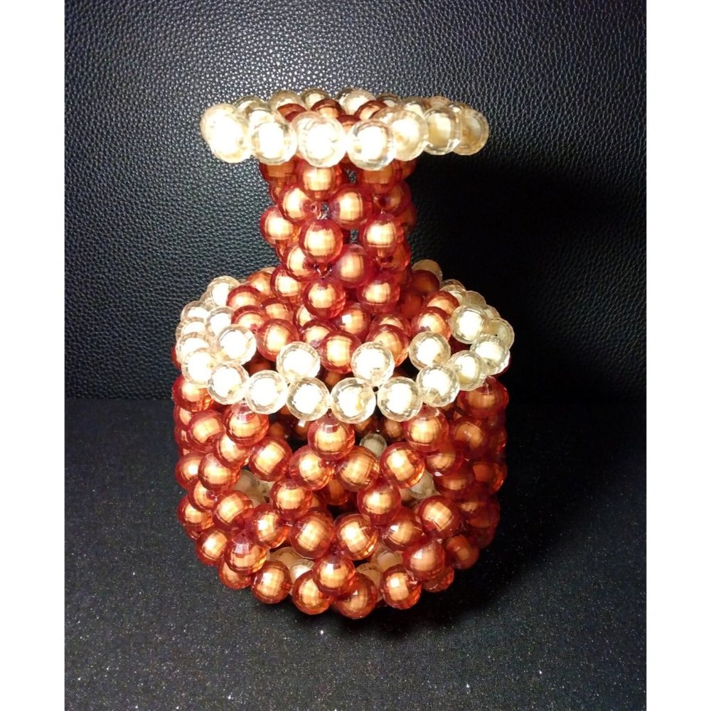 Beige and Brown Decorative Faceted Bead Vase